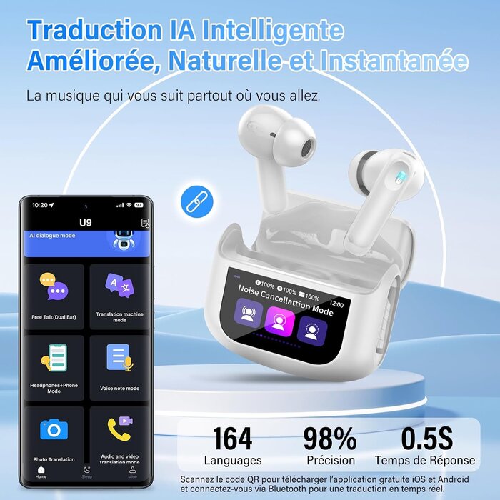 Écouteurs de traduction 164 langues avec écran tactile - 25% de remise