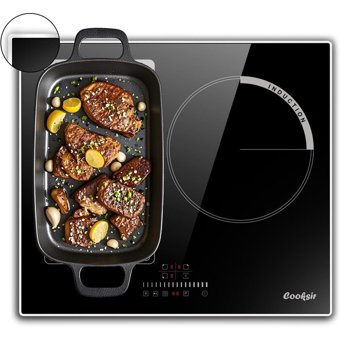 Plaque induction 3 zones 6800W - Verre noir - 35% de remise