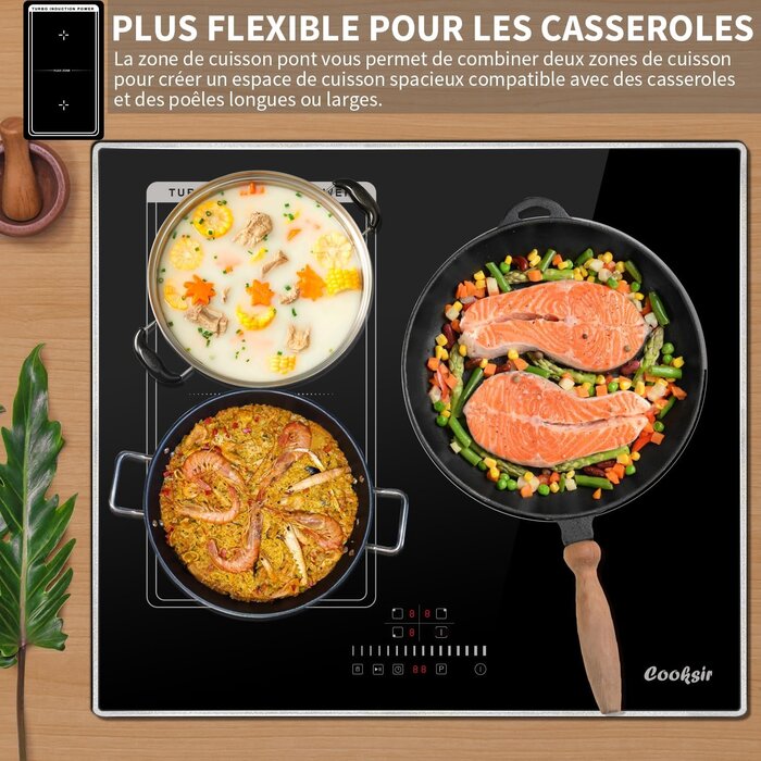 Plaque induction 3 zones 6800W - Verre noir - 35% de remise