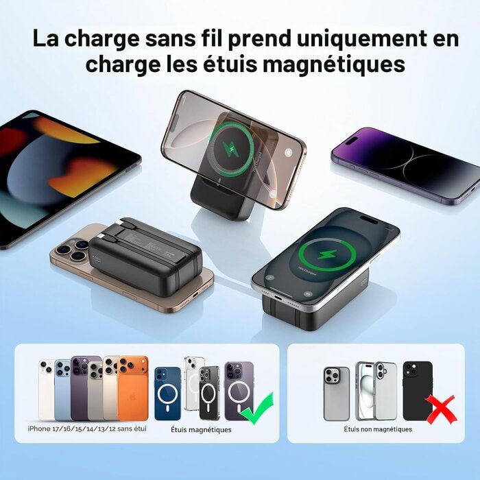 Batterie Externe Magnétique 26800 mAh - 32% de remise - Noir