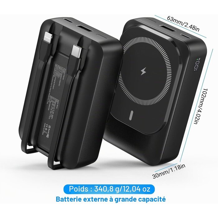 Batterie Externe Magnétique 26800 mAh - 32% de remise - Noir