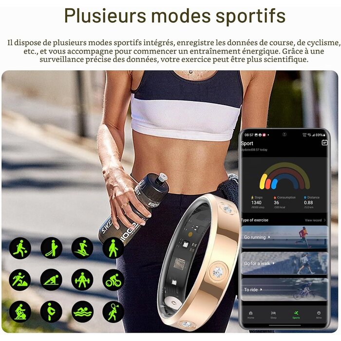 Bague connectée santé et sport - Argent - 33% de remise