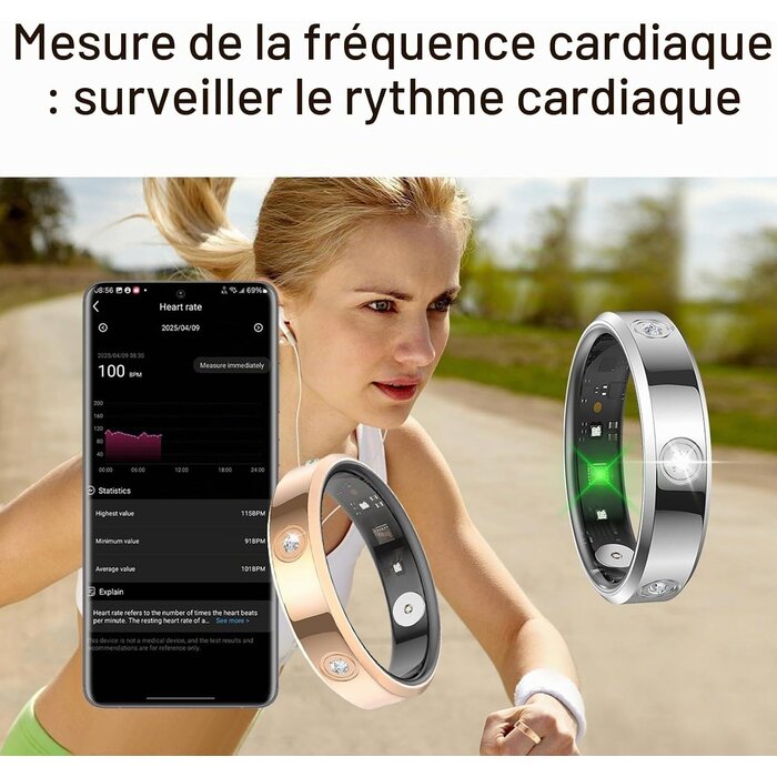 Bague connectée santé et sport - Argent - 33% de remise