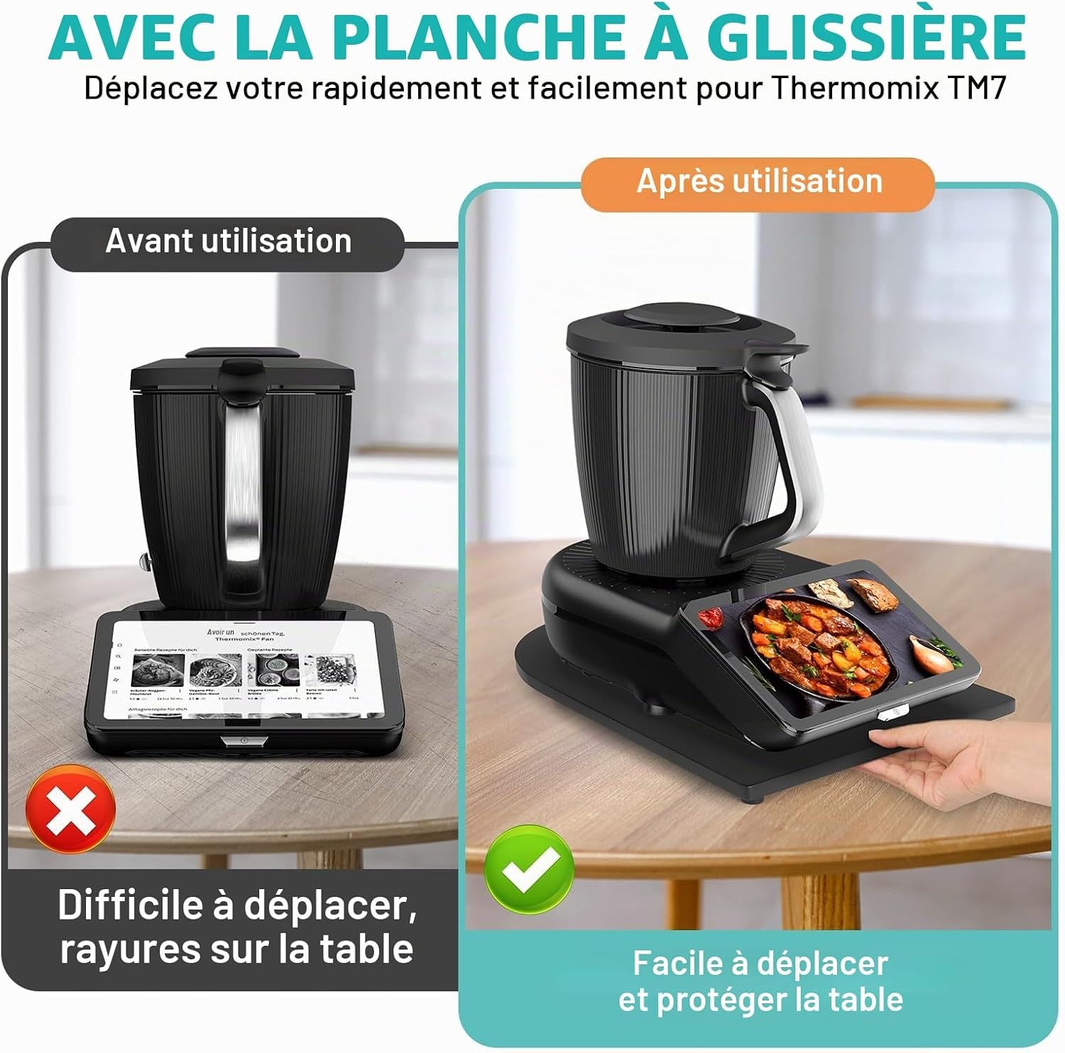 Planche de glissement pour Thermomix TM7 - Bambou noir - 31% de remise