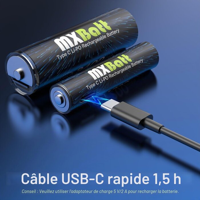 Lot de 12 piles rechargeables USB-C AA et AAA - 33% de remise