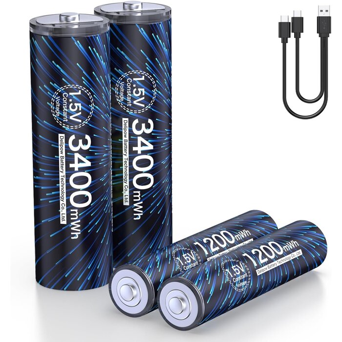 Lot de 12 piles rechargeables USB-C AA et AAA - 33% de remise