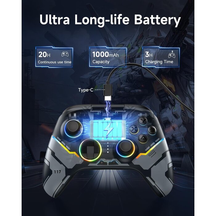 Manette Sans Fil RGB à Effet Hall Multiplateforme - 30% de remise