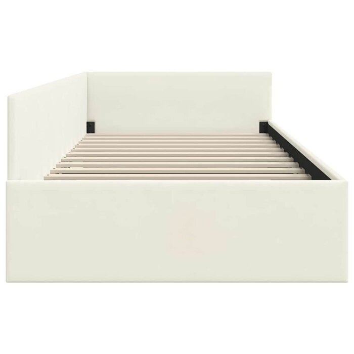 Cadre de lit d'angle 100x200 cm en velours crème - 35% de remise