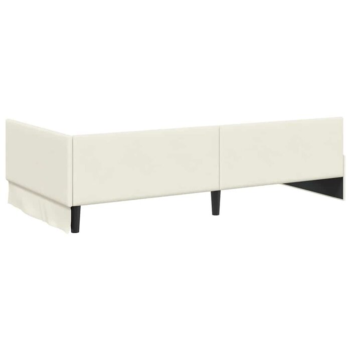 Cadre de lit d'angle 100x200 cm en velours crème - 35% de remise