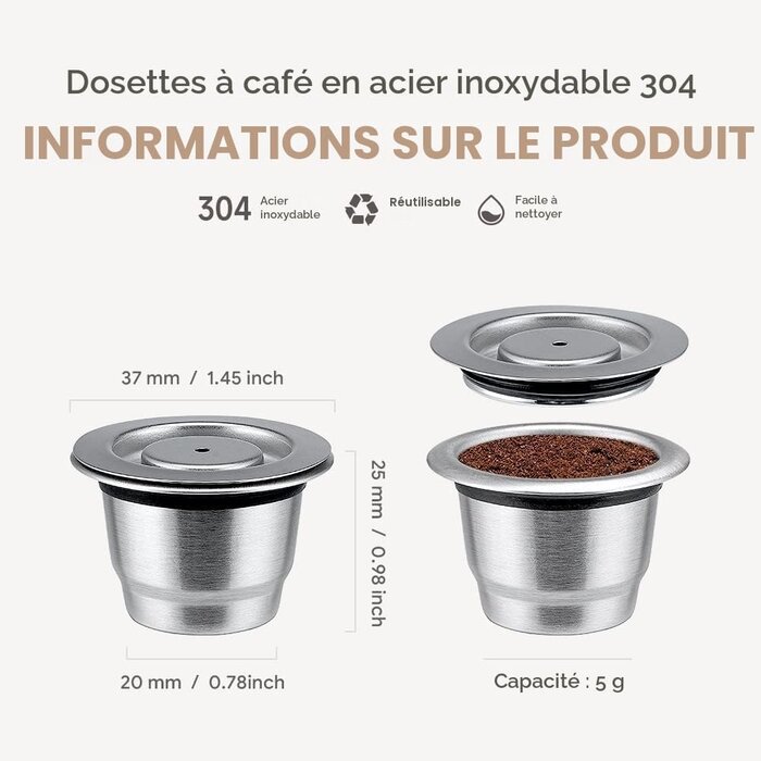 Lot de 2 capsules de café réutilisables pour Nespresso - 29% de remise
