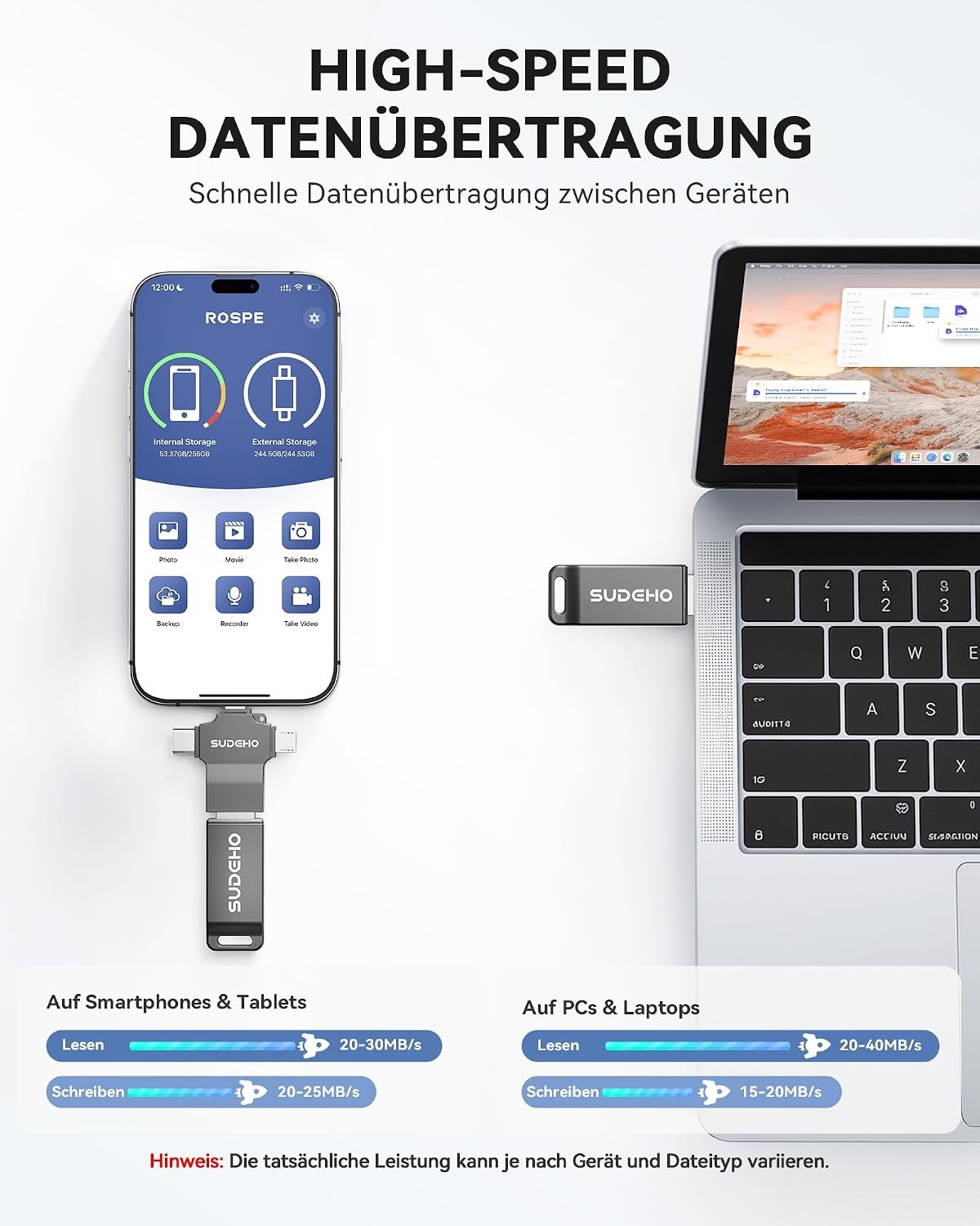 Clé USB 4-en-1 128 Go pour smartphone et PC - 31% de remise