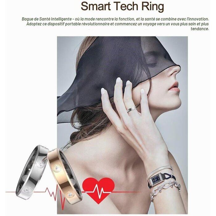 Bague connectée fitness tracker argent - 33% de remise