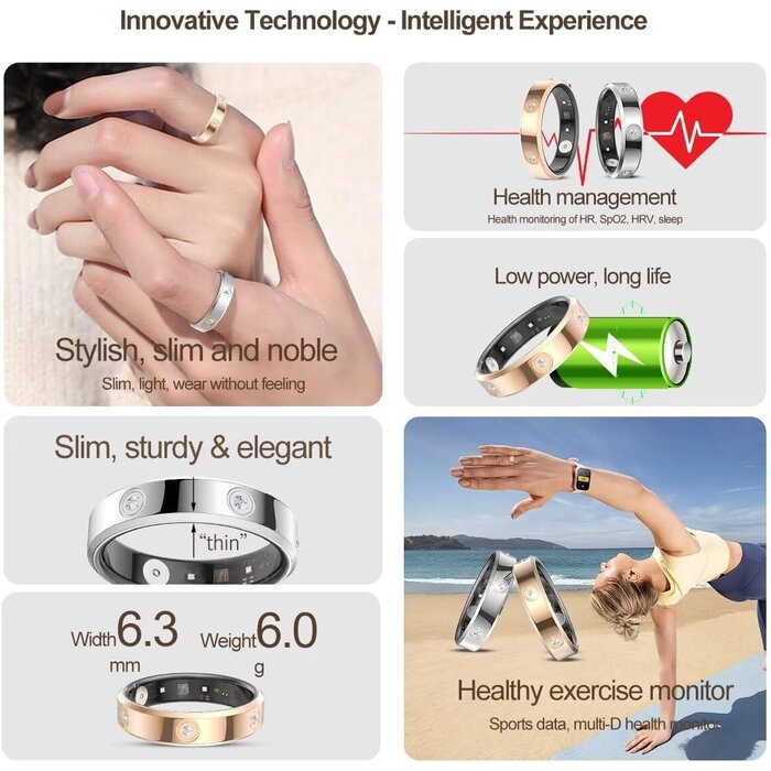 Bague connectée fitness tracker argent - 33% de remise