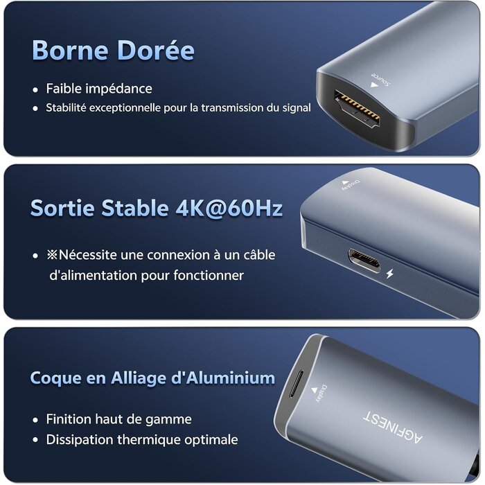 Adaptateur HDMI vers USB-C 4K 60Hz pour lunettes AR et consoles - 30% de remise