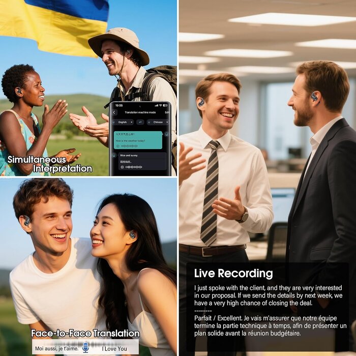 Écouteurs Traducteurs IA 164 langues Bluetooth 5.4 - 31% de remise