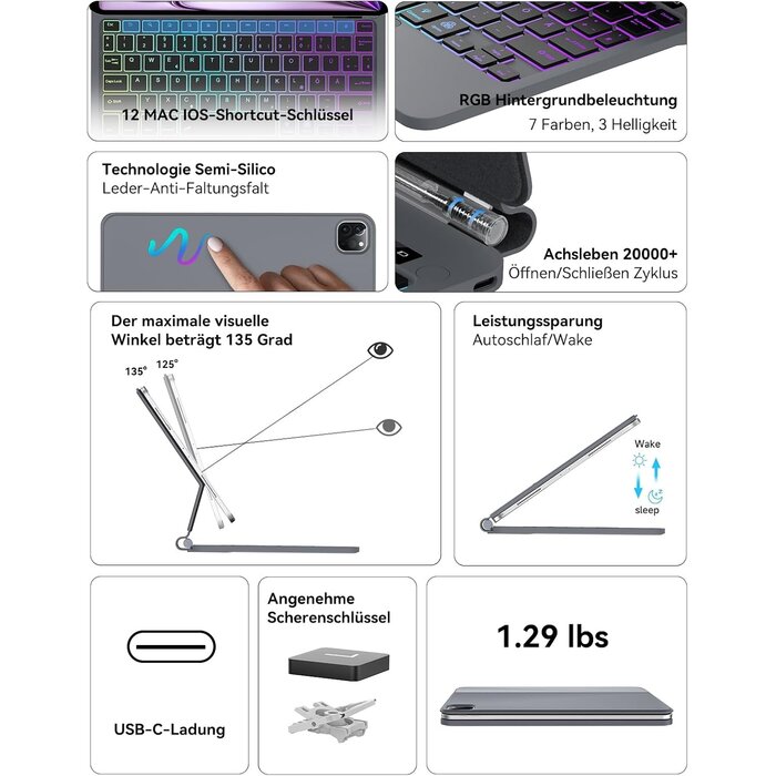 Clavier magnétique rétroéclairé pour iPad Pro/Air 13" - 33% de remise