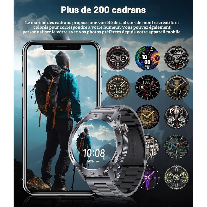 Montre intelligente AMOLED 1,43" Bluetooth - Graphite Noir - 31% de remise