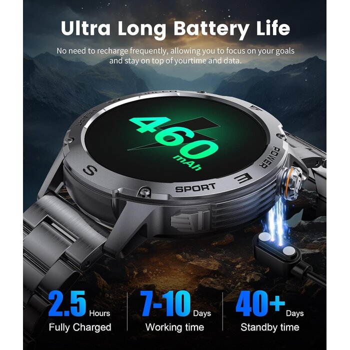 Montre intelligente AMOLED 1,43" Bluetooth - Graphite Noir - 31% de remise