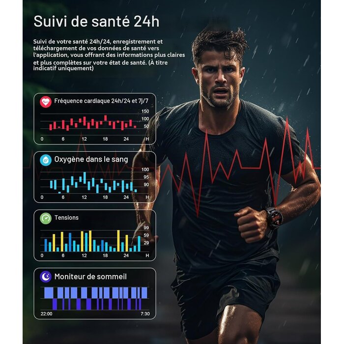 Montre intelligente AMOLED 1,43" Bluetooth - Graphite Noir - 31% de remise
