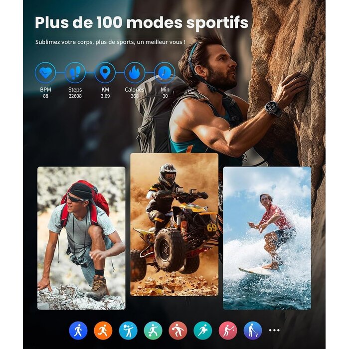 Montre intelligente AMOLED 1,43" Bluetooth - Graphite Noir - 31% de remise