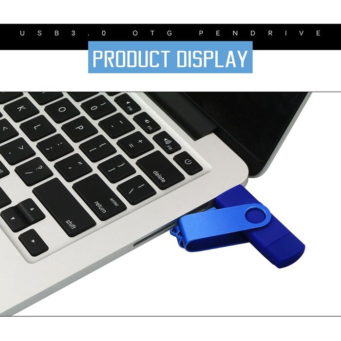Clé USB 512 Go double connecteur USB-C et USB-A - Bleu - 31% de remise