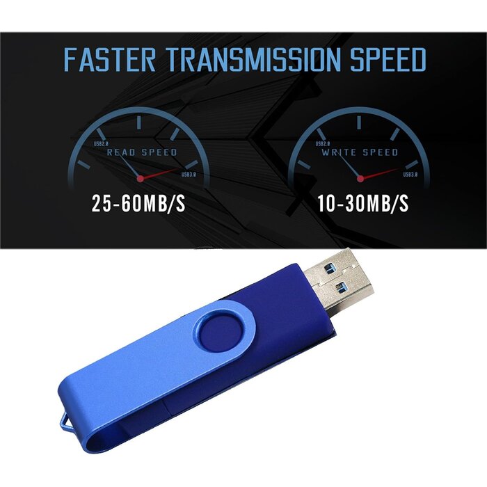 Clé USB 512 Go double connecteur USB-C et USB-A - Bleu - 31% de remise