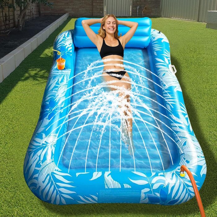 Matelas de piscine à fontaine - Motif bleu - 26% de remise
