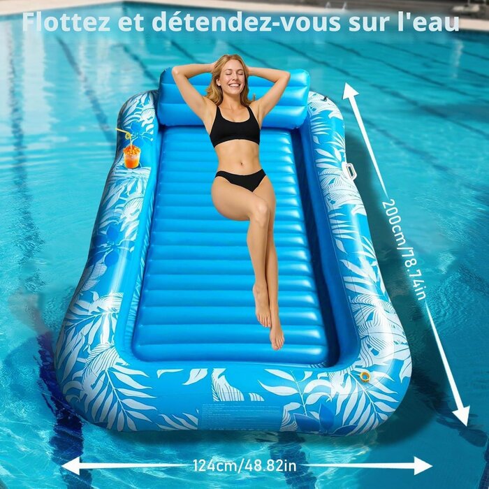 Matelas de piscine à fontaine - Motif bleu - 26% de remise