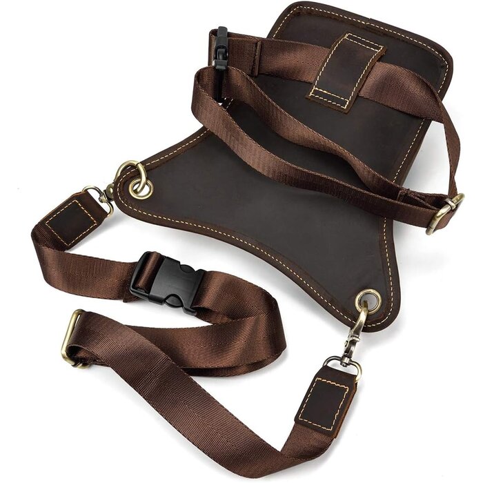 Sacoche de jambe en cuir de vachette marron - 31% de remise