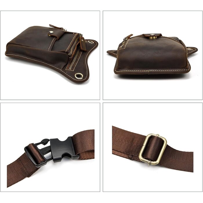 Sacoche de jambe en cuir de vachette marron - 31% de remise