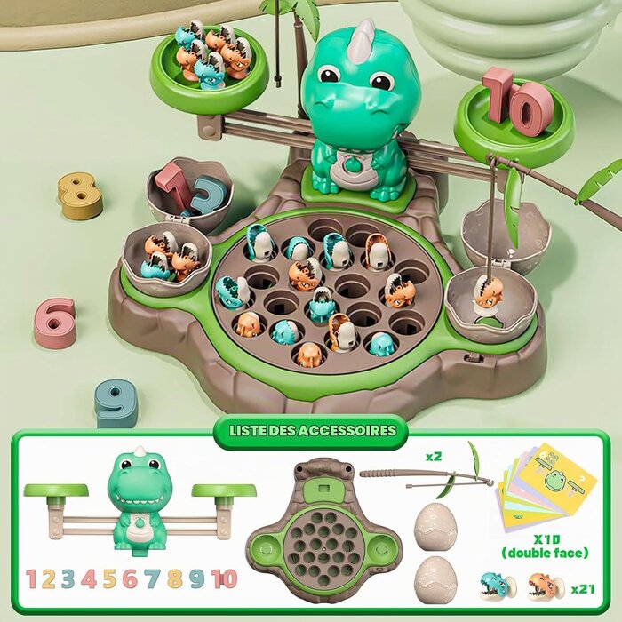 Jeu de pêche magnétique dinosaures 4-en-1 - 29% de remise