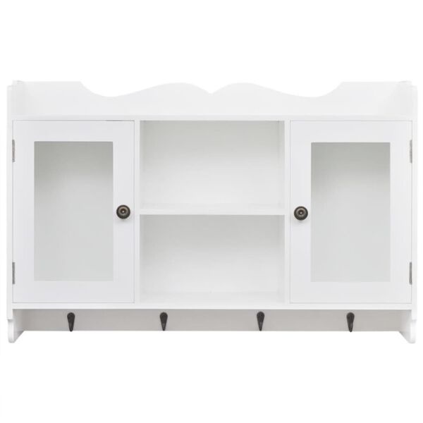 Étagère murale blanche avec vitrine et crochets - 52% de remise