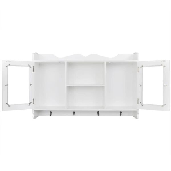 Étagère murale blanche avec vitrine et crochets - 52% de remise