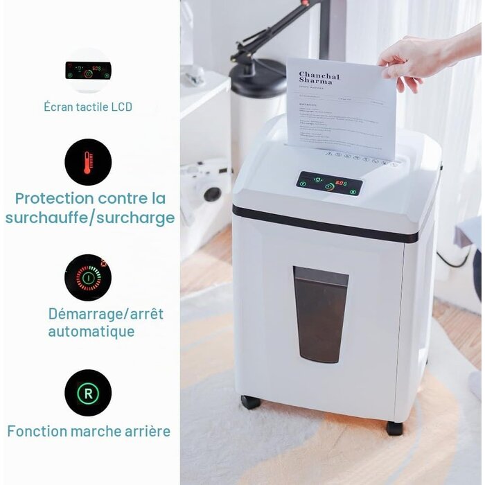 Destructeur P7 1x1mm ultra-sécurisé - 6 feuilles - Blanc - 35% de remise