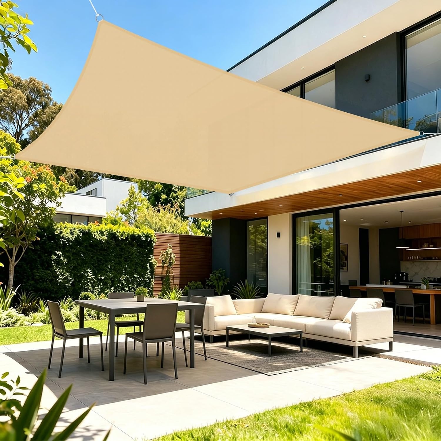 Voile d'ombrage carrée 4x4m - Sable - 34% de remise