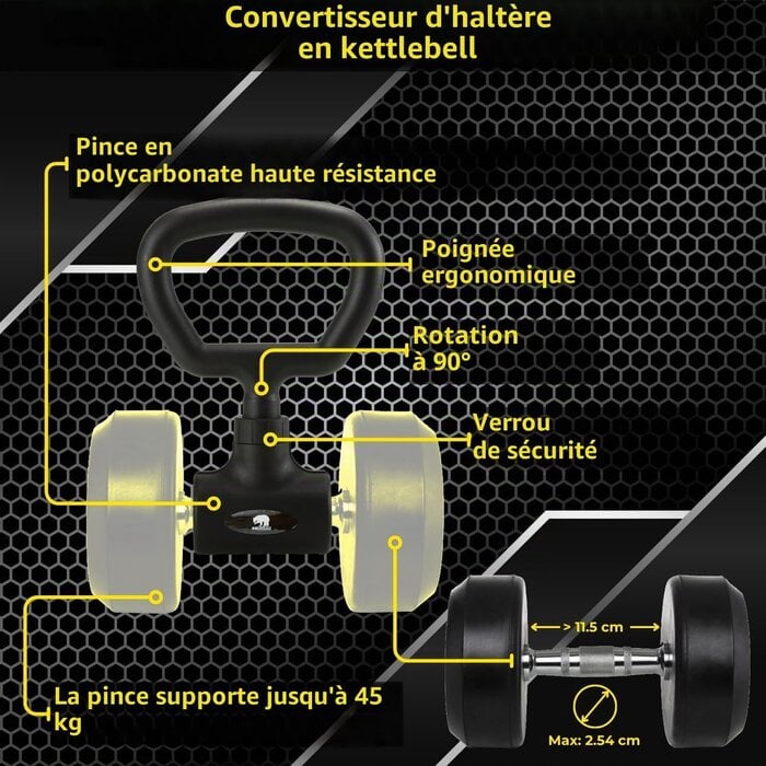 Convertisseur Haltères en Kettlebell 31x21 cm - Métal - 77% de remise