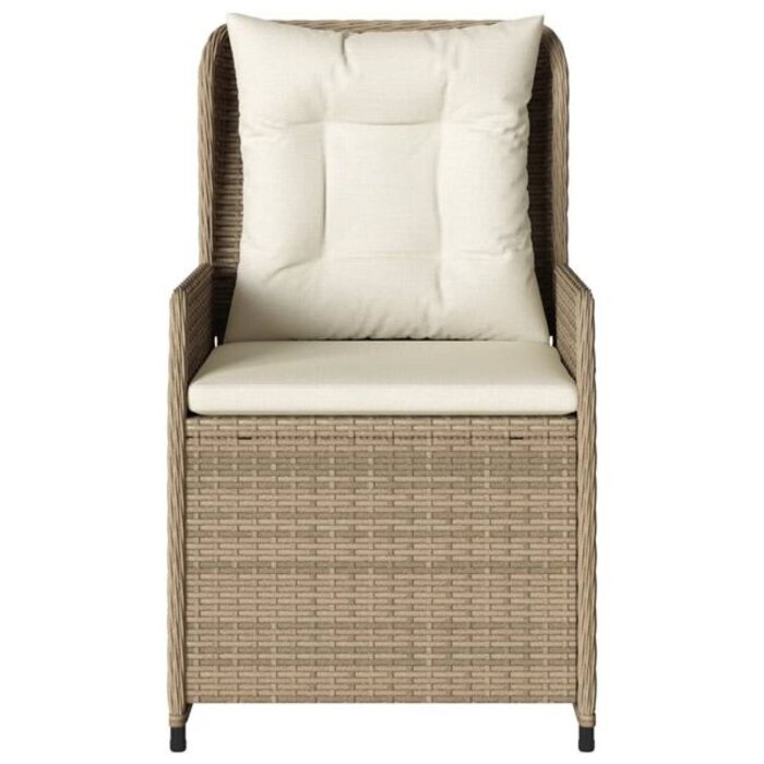 Lot de 2 chaises de jardin inclinables en polyrotin beige - 30% de remise