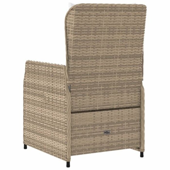 Lot de 2 chaises de jardin inclinables en polyrotin beige - 30% de remise