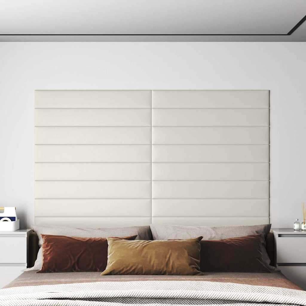 Lot de 12 panneaux muraux en velours crème 90x15 cm - 45% de remise