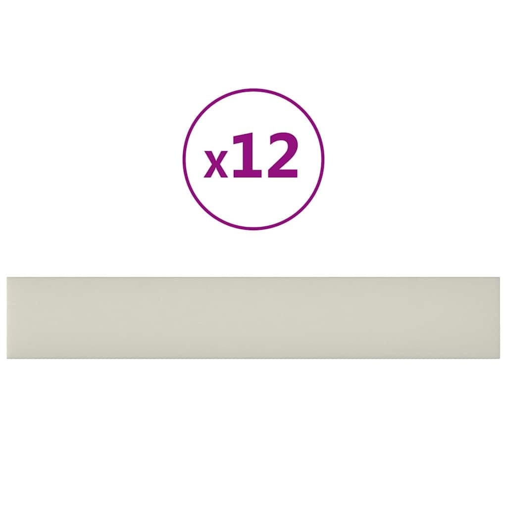 Lot de 12 panneaux muraux en velours crème 90x15 cm - 45% de remise