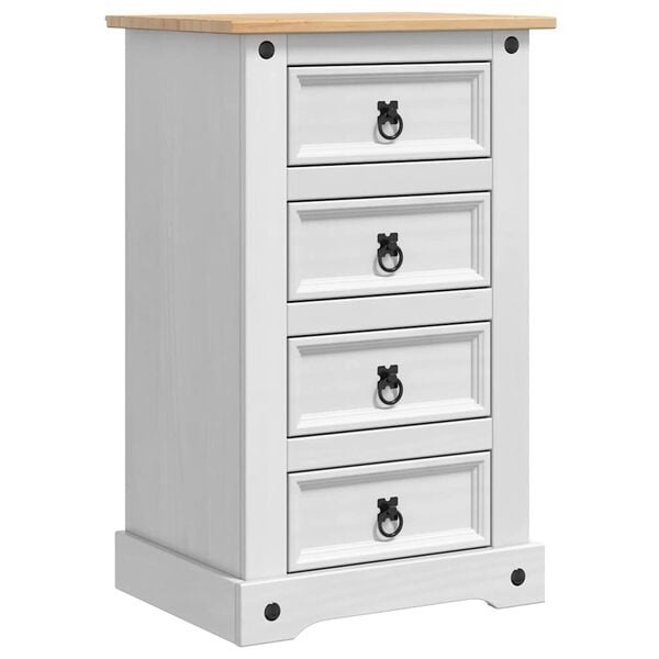 Table de chevet Corona en pin massif - 4 tiroirs - 34% de remise