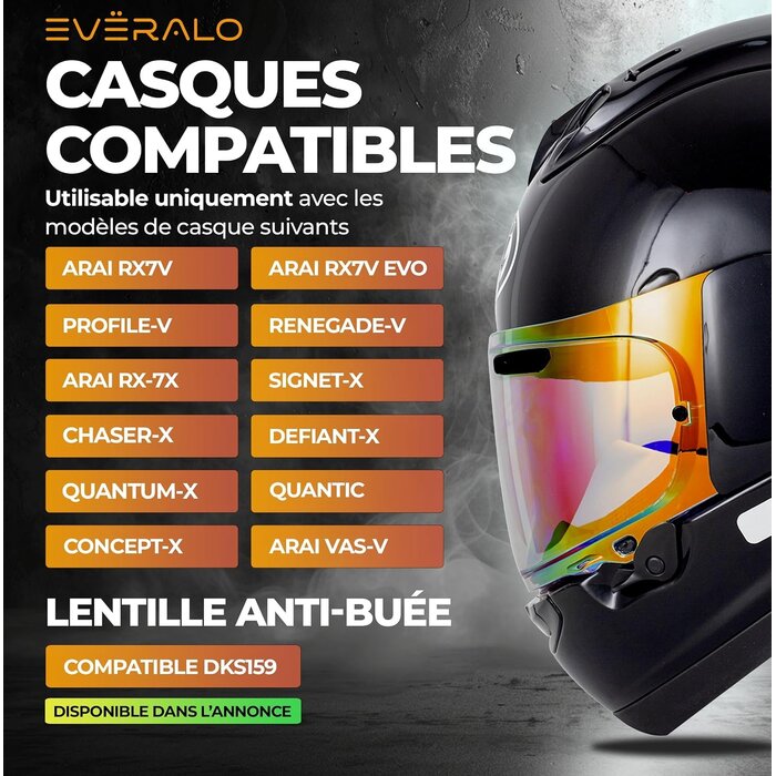 Visière moto rouge chromé pour Arai VAS-V - 32% de remise