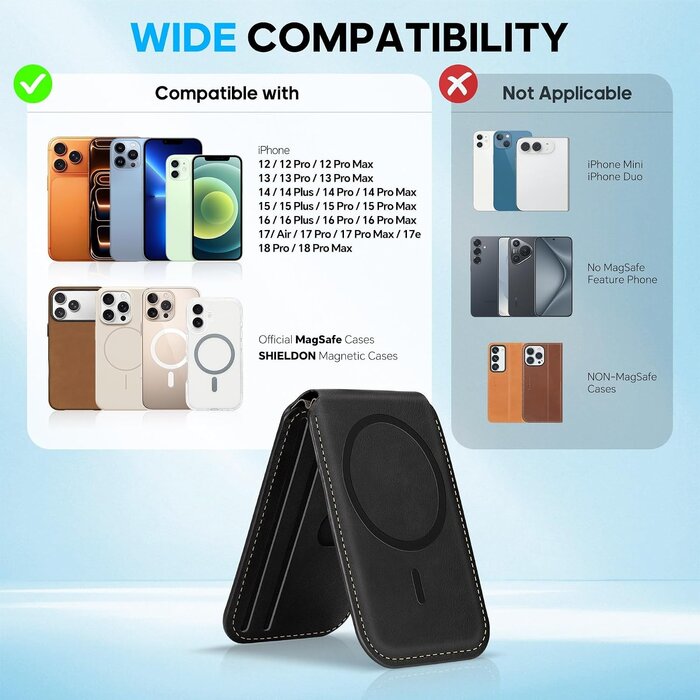 Porte-cartes magnétique MagSafe iPhone Cuir Noir - 32% de remise
