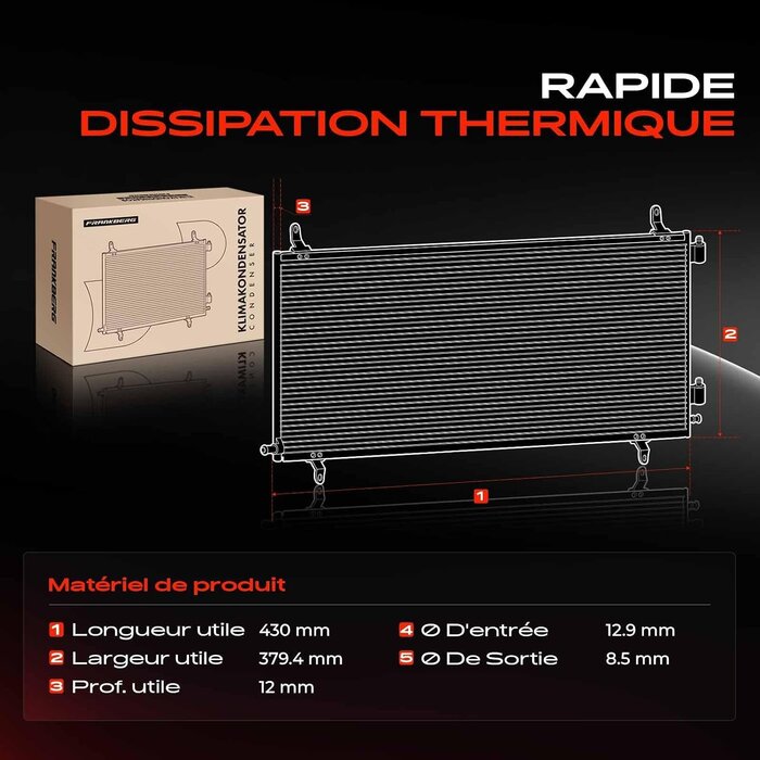 Condenseur climatisation Hyundai i10 Kia Picanto 386x448mm - 34% de remise