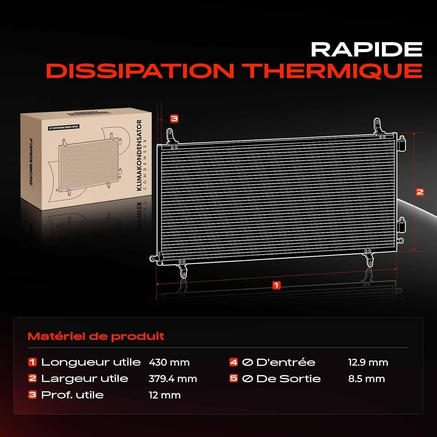 Condenseur climatisation Hyundai i10 Kia Picanto 386x448mm - 34% de remise