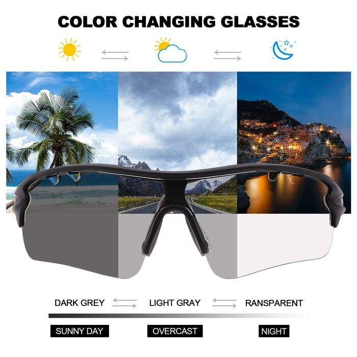 Lunettes de sport photochromiques UV400 - 31% de remise - 28g
