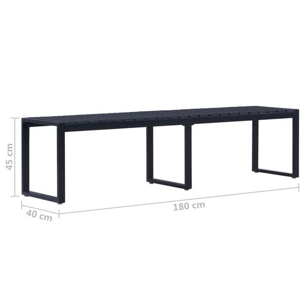 Banc de jardin 180 cm en lattes PS noir - 35% de remise