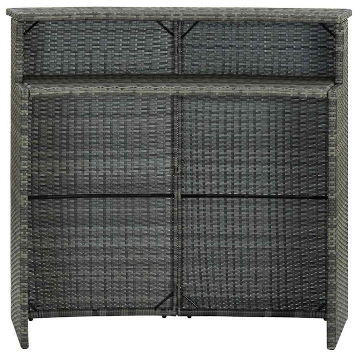 Table de bar de jardin en rotin PE 120cm - Gris - 35% de remise