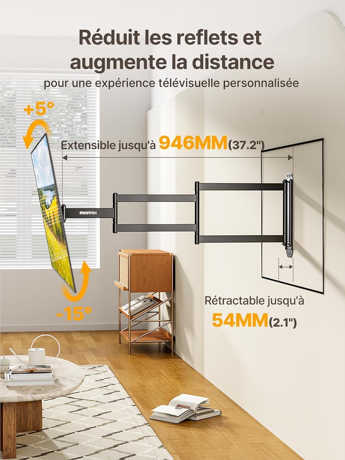 Support Mural TV Articulé 23-65" Bras 946 mm - 34% de remise