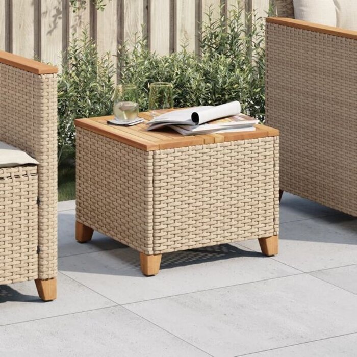 Table de jardin rotin et acacia 45x45 cm - 33% de remise
